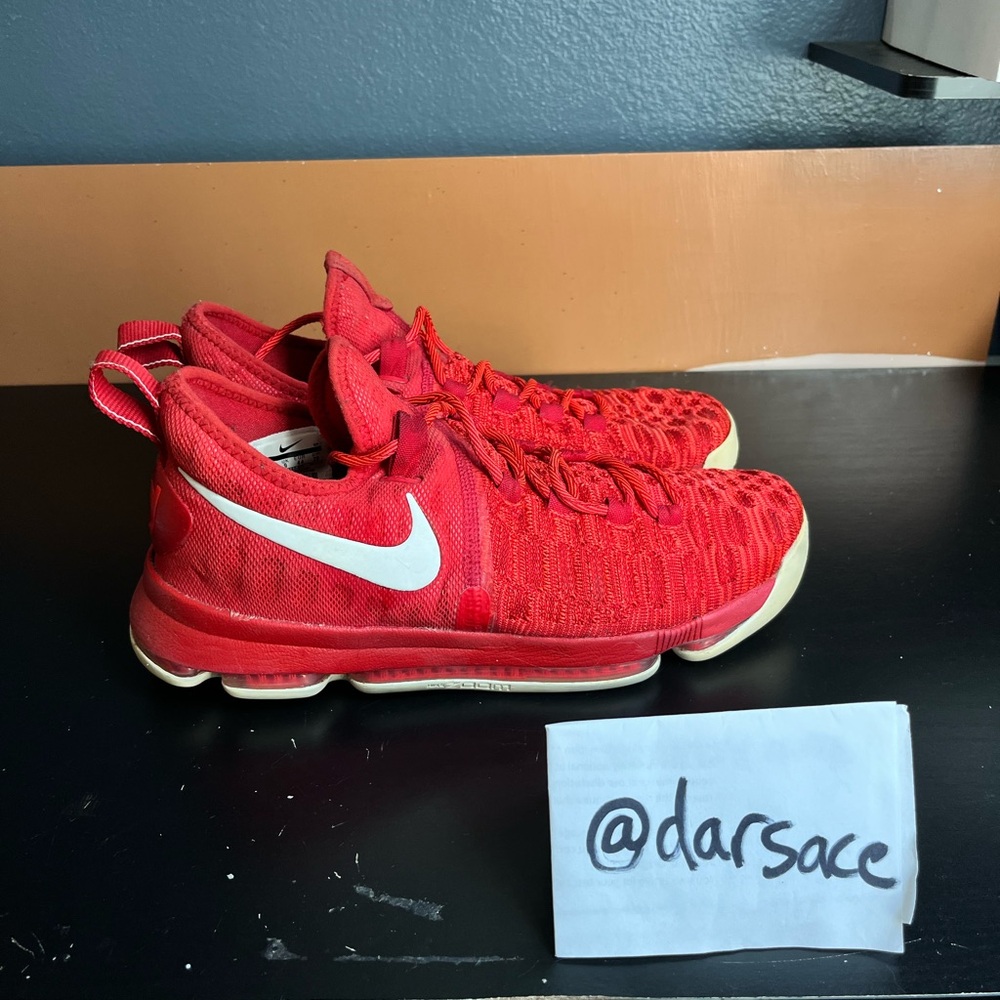 2016 Nike Air Zoom KD Durant 9 Flyknit Red White Shoes - Picture 5 of 6
